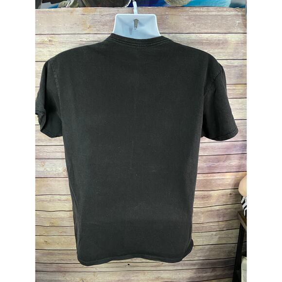 Vintage 90s Mens Medium Faded Spell Out Scooby Doo Cartoon T-Shirt Black Cotton - Picture 10 of 10